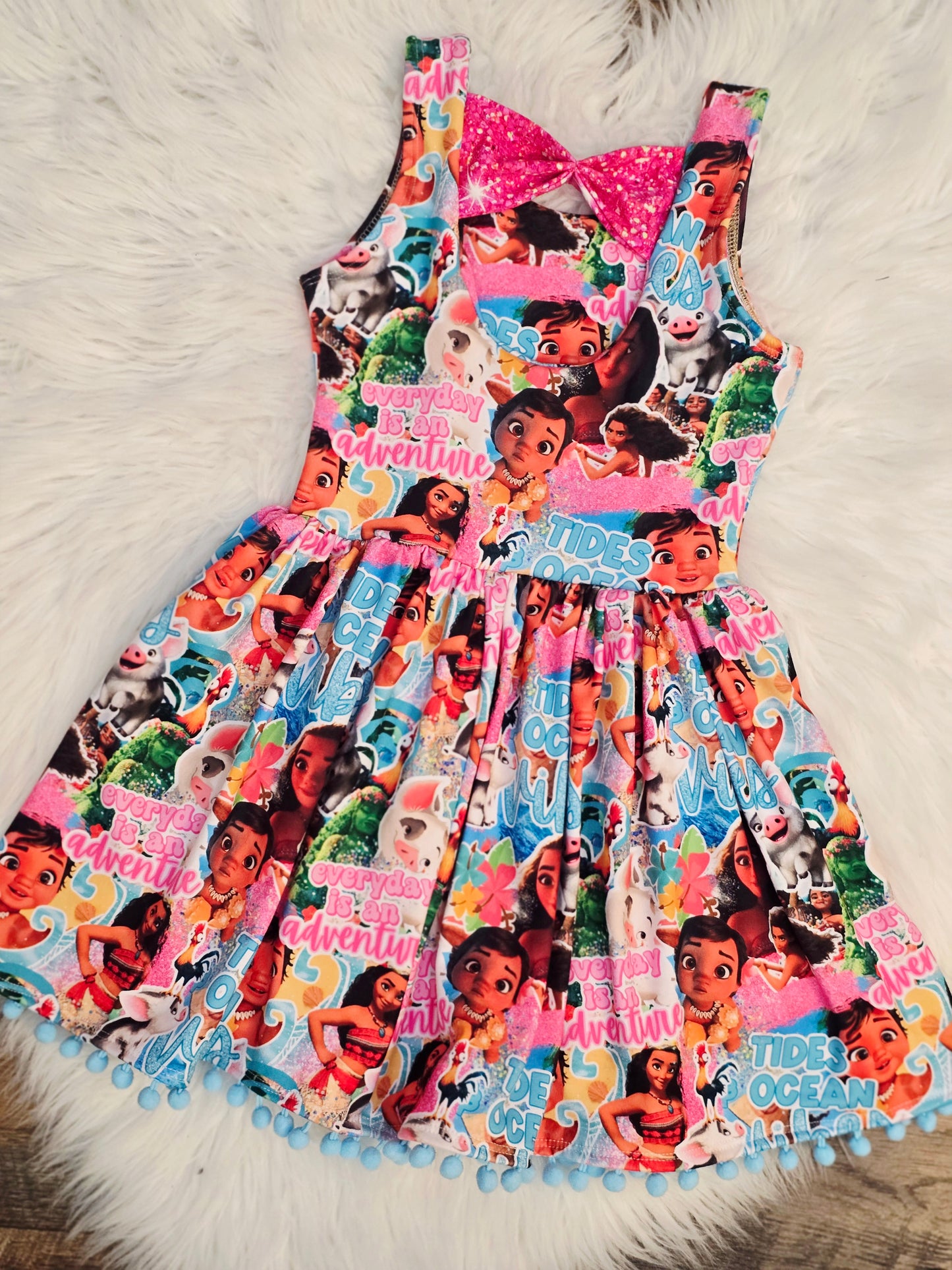 Size 4/5t tank style bowback twirl dress with pom pom bottom
