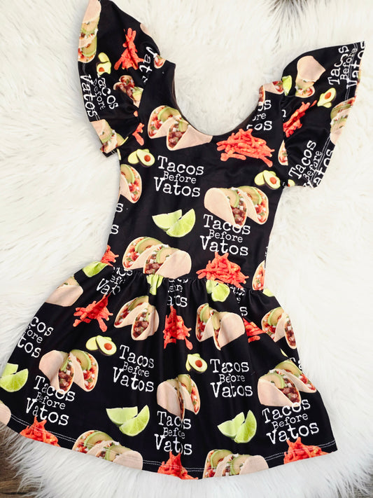 2t tacos before vatos flutter sleeve dress