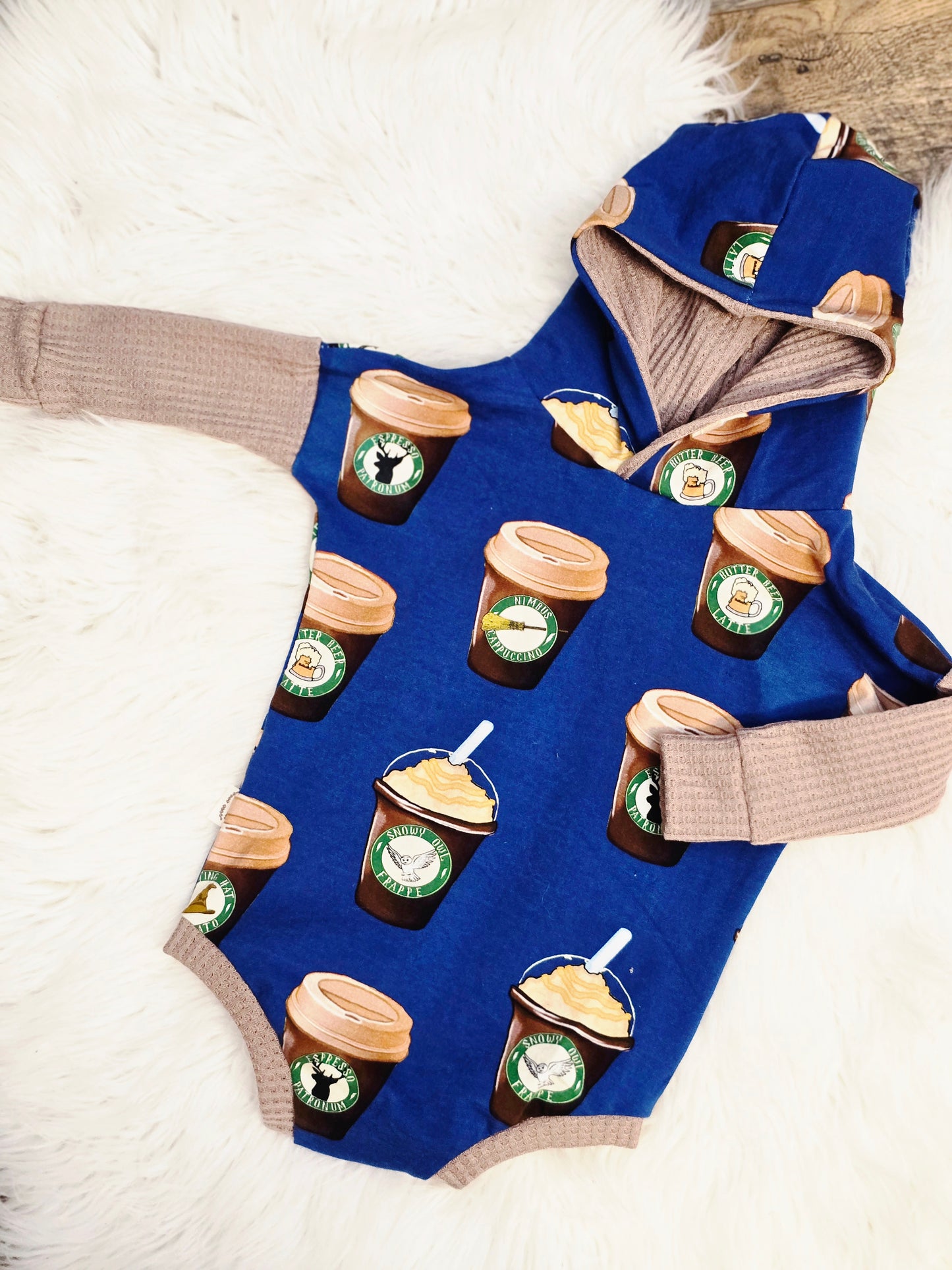 9/12m hoodie romper with snaps