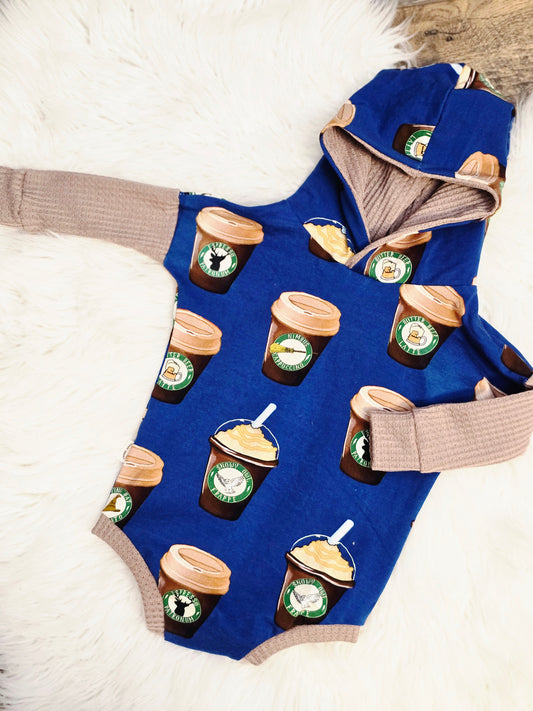 9/12m hoodie romper with snaps