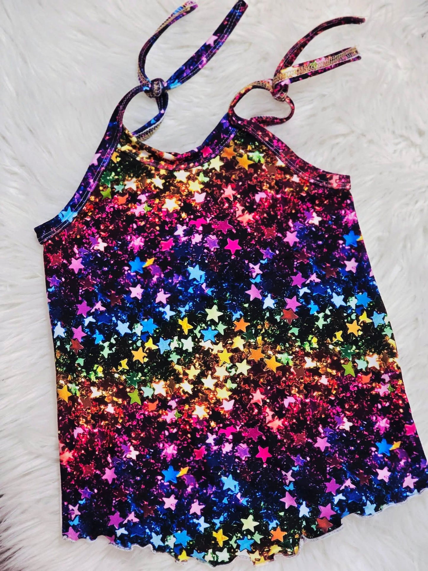 Upcycle spaghetti strap with fabric back 4t