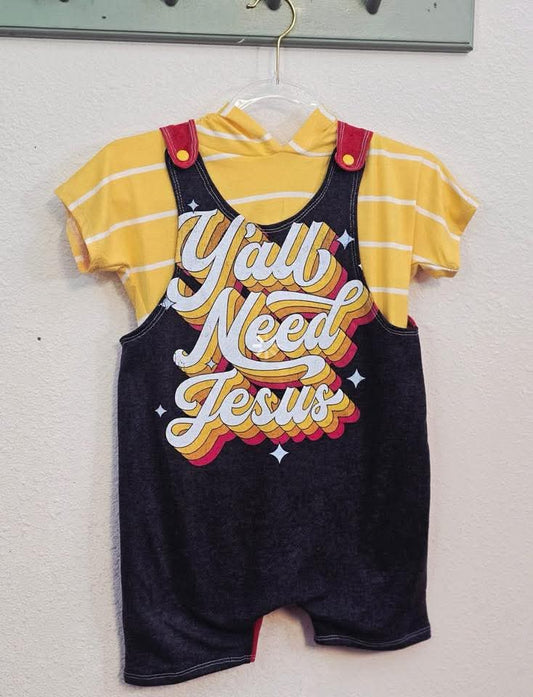 3t upcycle shorts style overalls and matching tee