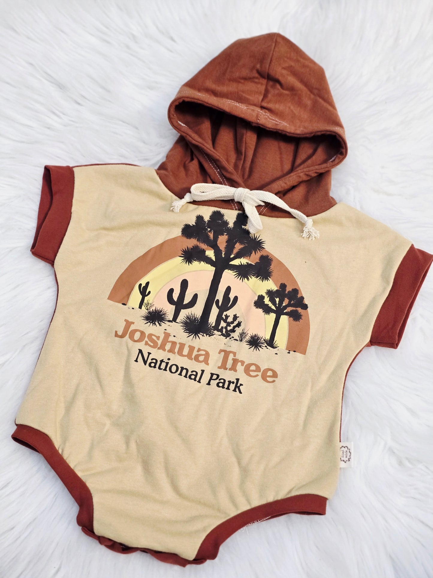 Size 3/6 hooded specialty upcycle sweater romper