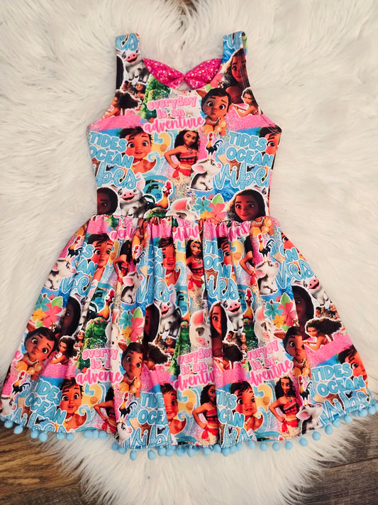 Size 4/5t tank style bowback twirl dress with pom pom bottom